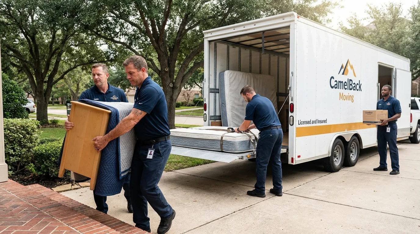 Crew loading residential truck for cross-state move from Overland Park, KS