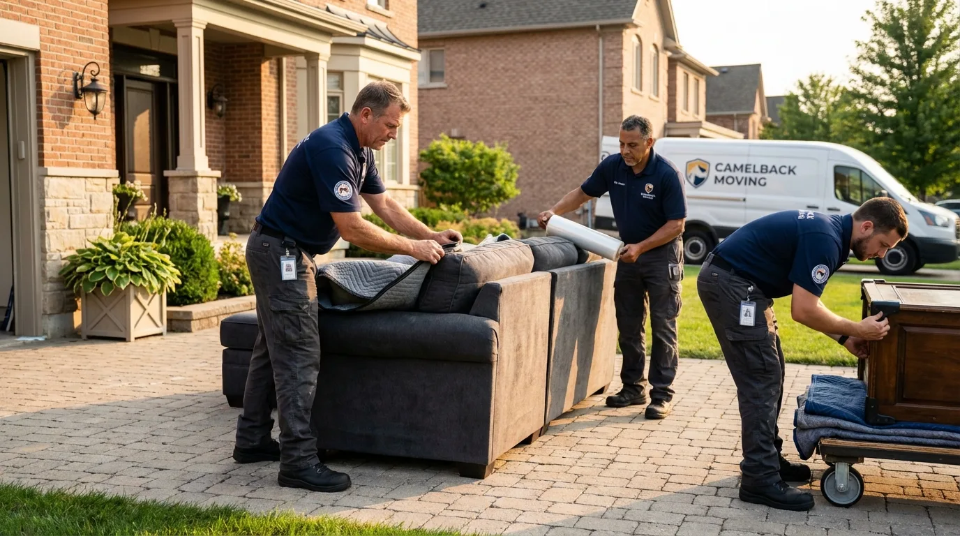 Large estate moving crew wrapping furniture in Overland Park, KS
